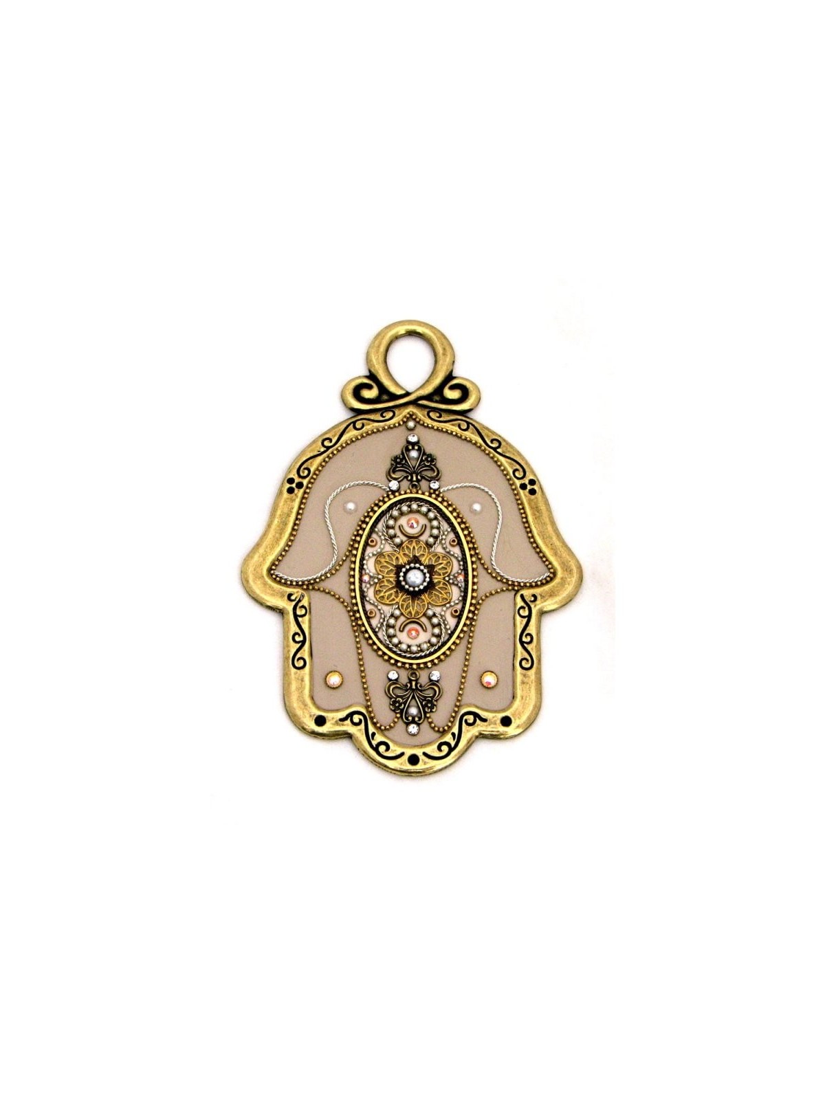 Mur Hamsa aux nuances dorées par Ester Shahaf | Hamsa en métal