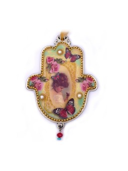 Iris Design Hamsa Plaque murale Jeune fille avec perles... | Mains Hamsa