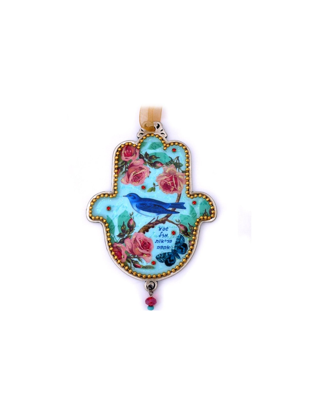 Iris Design Hamsa Plaque Murale Roses Oiseau Papillon avec... | Mains Hamsa
