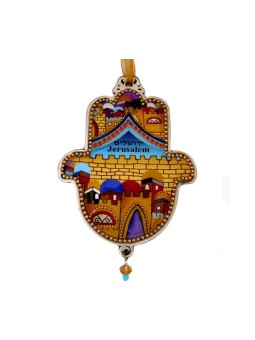 Iris Design Plaque murale Hamsa peinte à la main colorée J... | Mains Hamsa