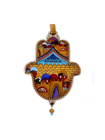 Iris Design Plaque murale Hamsa peinte à la main colorée J... | Mains Hamsa