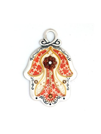 Fiery Orange Wall Hamsa by Ester Shahaf | Metal Hamsa