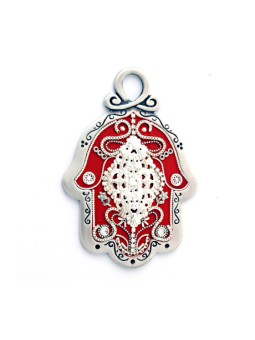 Oriental Red Wall Hamsa by Ester Shahaf | Metal Hamsa