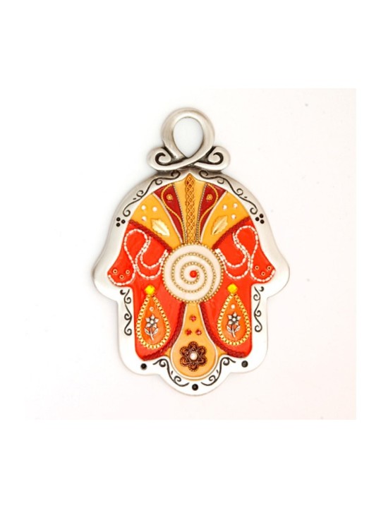 Nuances d’automne Mur Hamsa par Ester Shahaf | Hamsa en métal