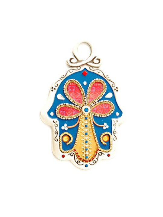 Flower Design Wall Hamsa by Ester Shahaf | Metal Hamsa