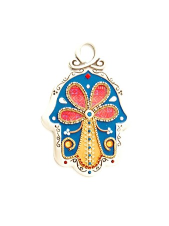 Mur de conception de fleurs Hamsa par Ester Shahaf | Hamsa en métal