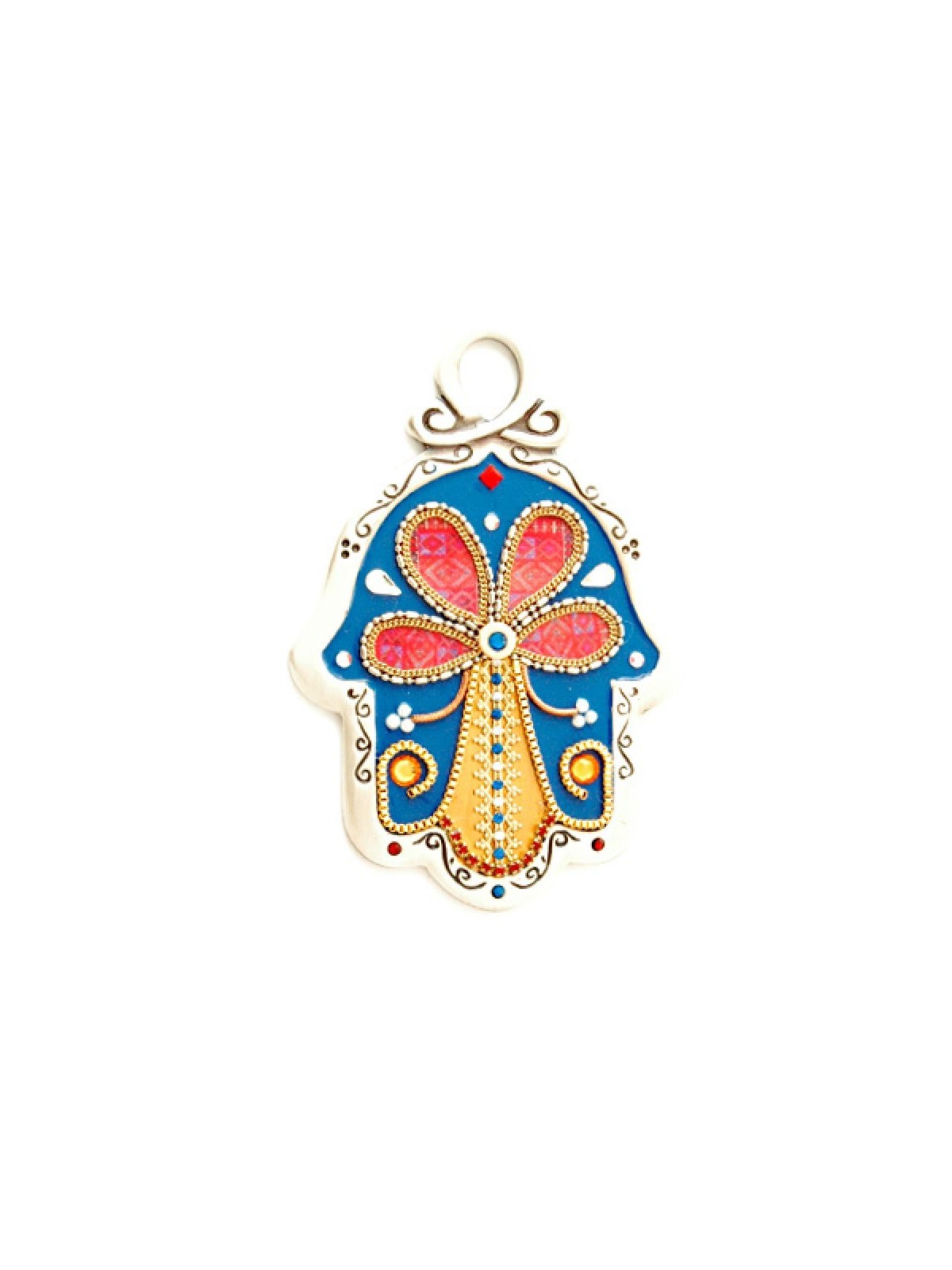 Mur de conception de fleurs Hamsa par Ester Shahaf | Hamsa en métal