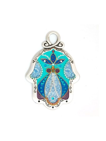 Nuances de bleu mur Hamsa de Ester Shahaf | Hamsa en métal