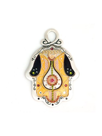 Couleur or et mur vert Hamsa par Ester Shahaf | Hamsa en métal
