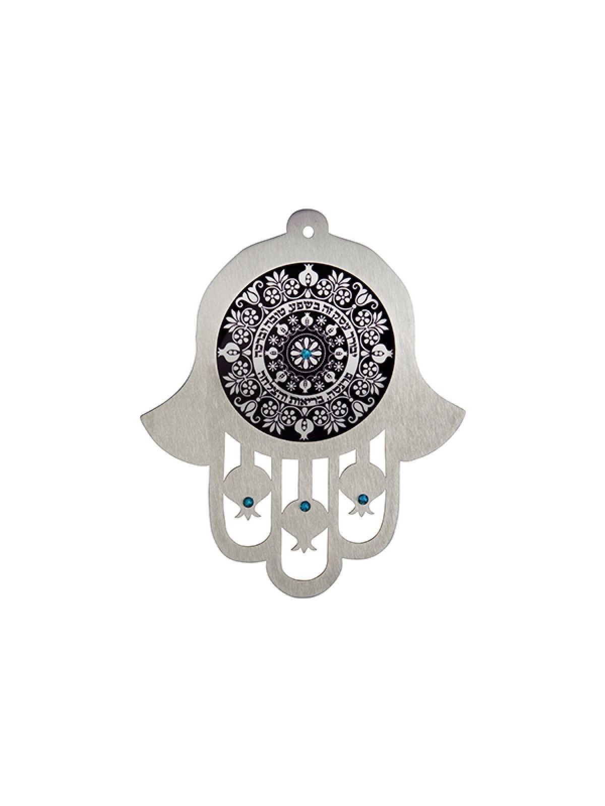 Dorit Judaica Mur d'affaires Hamsa en acier inoxydable noir... | Mains Hamsa