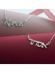 Collier de nom hébreu argenté mince simple, collier de nom en argent sterling