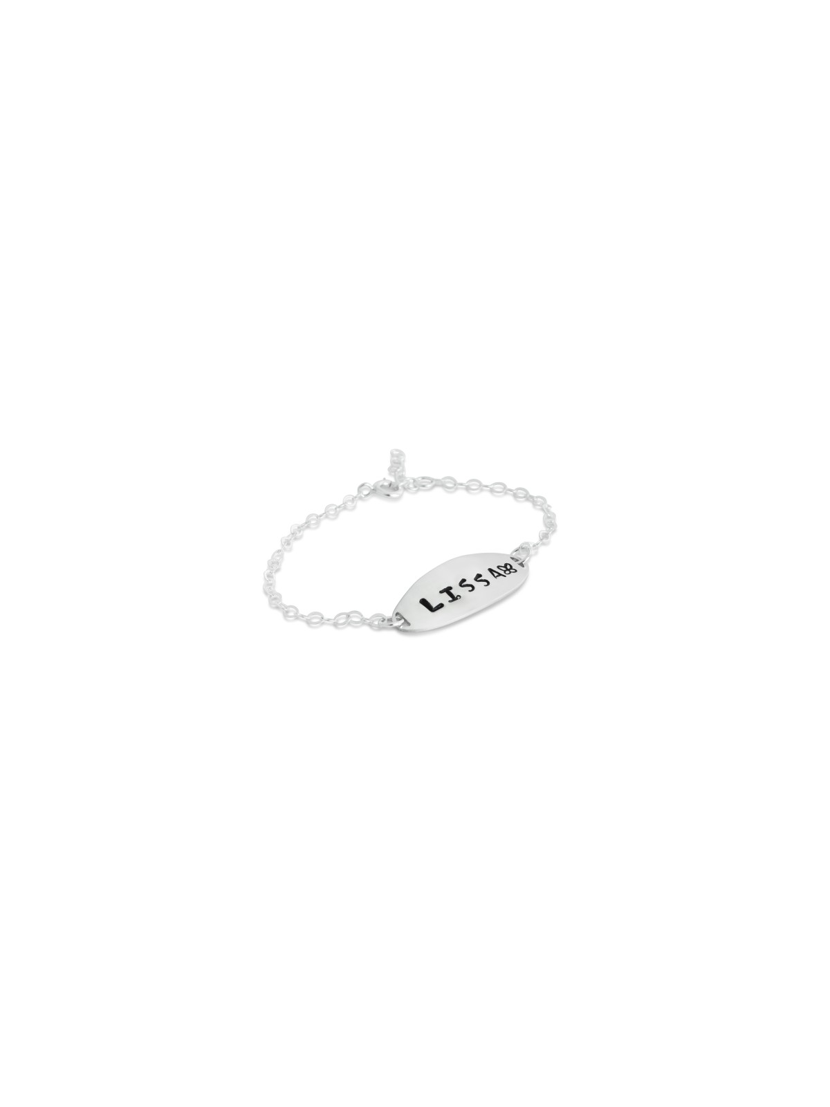 Bracelet en plaque d'argent avec nom et sourire anglais, cadeaux Tu B'Av, I