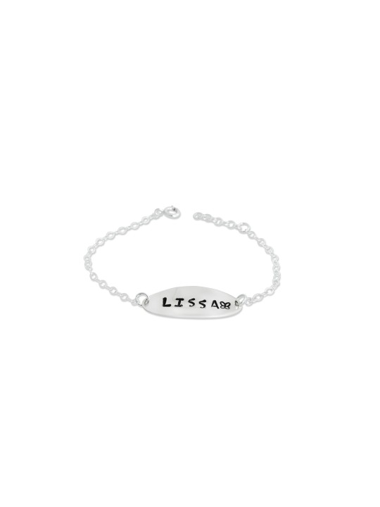 Bracelet en plaque d'argent avec nom et sourire anglais, cadeaux Tu B'Av, I