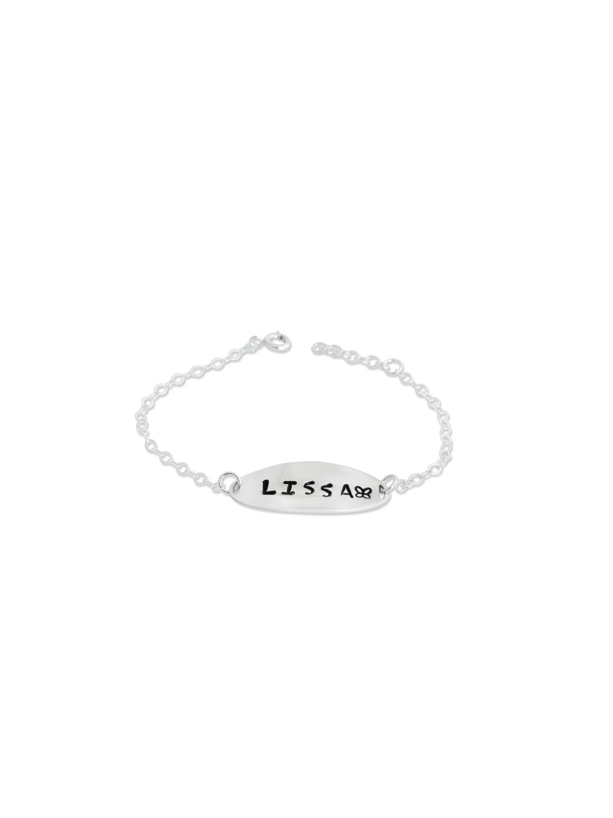 Bracelet en plaque d'argent avec nom et sourire anglais, cadeaux Tu B'Av, I