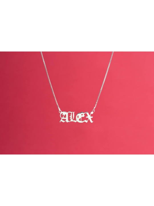 Collier en argent sterling avec nom anglais inhabituel, nom en argent sterling N