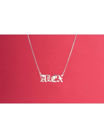 Collier en argent sterling avec nom anglais inhabituel, nom en argent sterling N