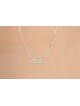 Cut-Out Hebrew Mother Silver Necklace , Sterling Silver Family Necklac