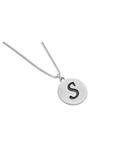Modern Rounded Initial Enameled Pendant , Sterling Silver Name Necklac