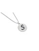 Pendentif émaillé initial arrondi moderne, collier de nom en argent sterling