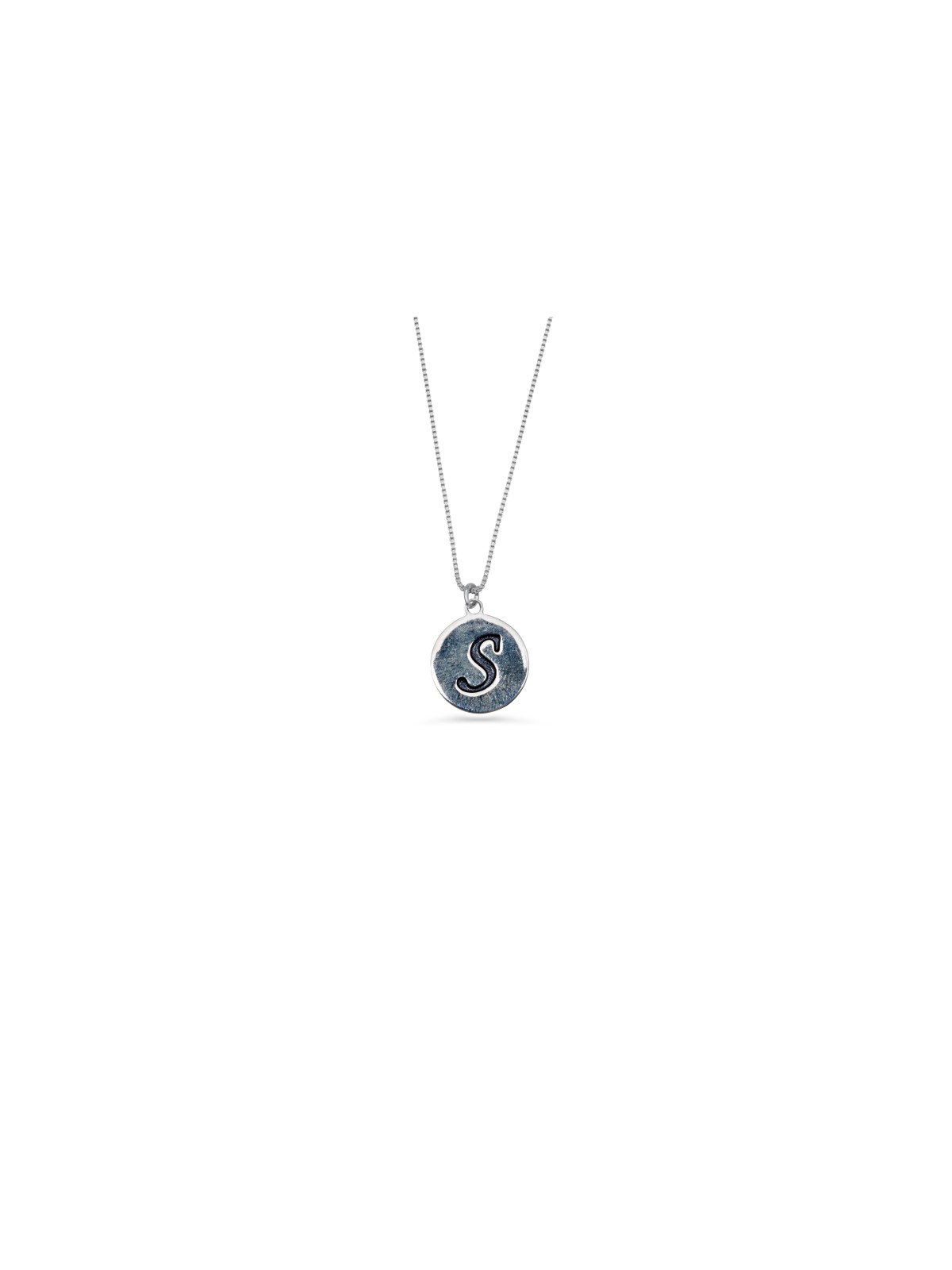 Pendentif émaillé initial arrondi moderne, collier de nom en argent sterling