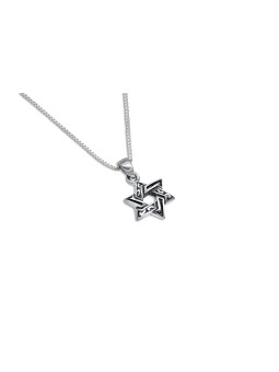 Small Silver Star of David Adorned Pendant , Sterling Silver Family Ne
