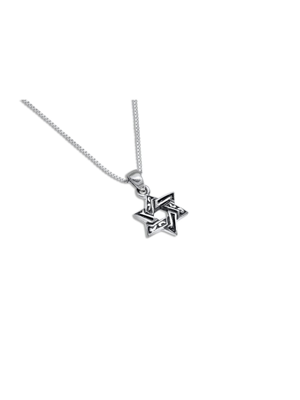 Small Silver Star of David Adorned Pendant , Sterling Silver Family Ne