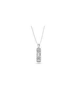 Sterling Silver Mezuzah Pendant with Shin Letterin , Sterling Silver F