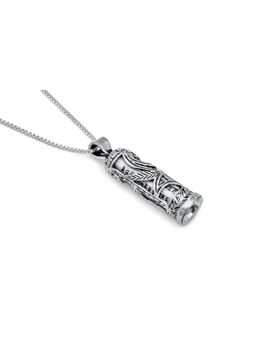 Collier Mezouza en argent sterling avec éléments de blé, argent sterling F