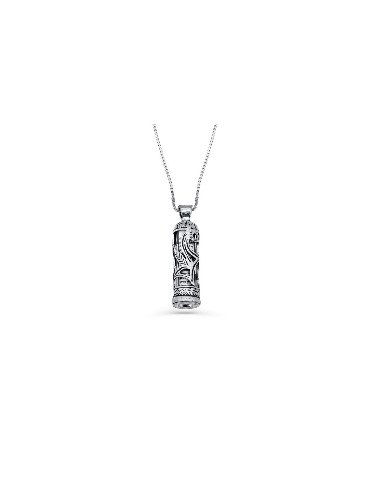Sterling Silver Mezuzah Necklace with Wheat Elemen , Sterling Silver F
