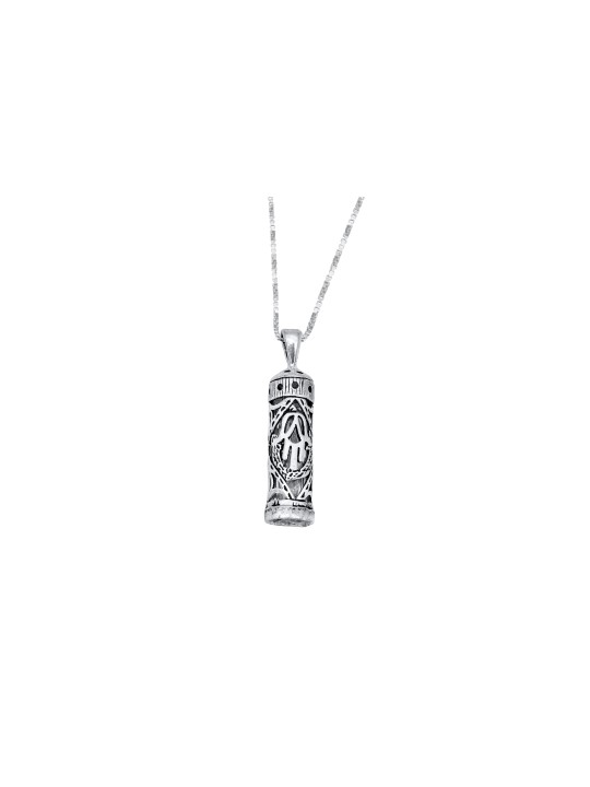 Pendentif en argent Mezuzah avec symbole Hamsa, cou familial en argent sterling