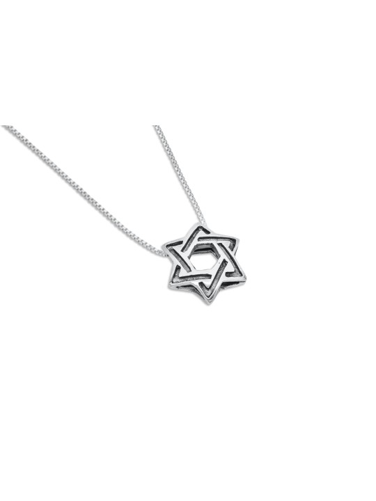 Pendentif étoile de David en argent audacieux moderne, cou familial en argent sterling