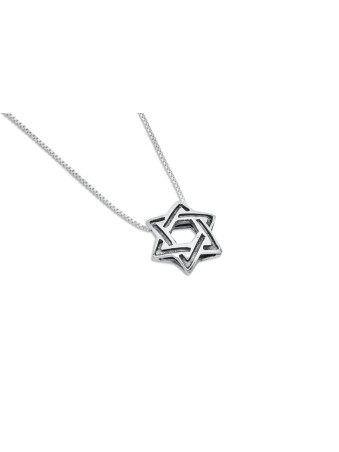 Modern Bold Silver Star of David Pendant , Sterling Silver Family Neck