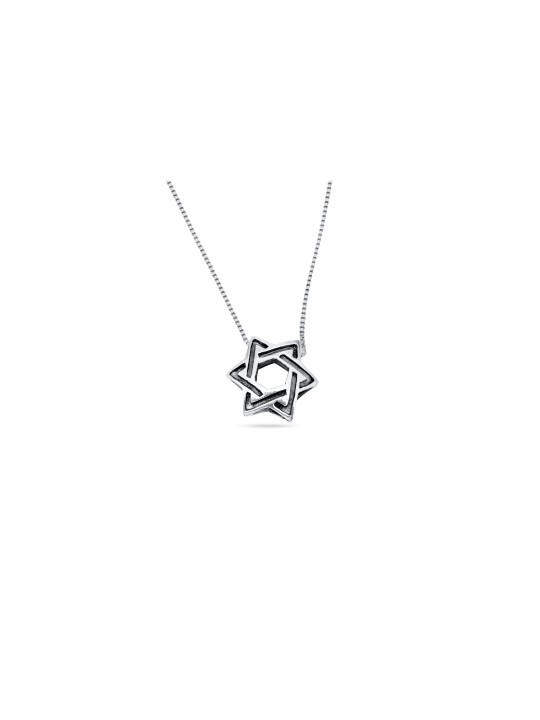 Pendentif étoile de David en argent audacieux moderne, cou familial en argent sterling
