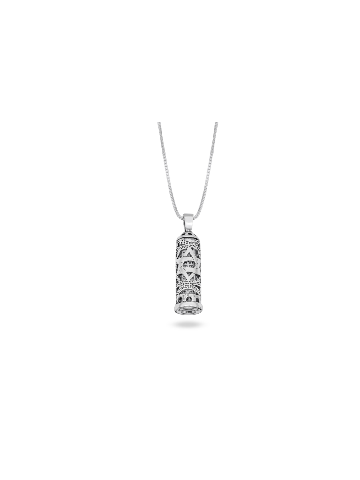 Pendentif Mezouza en argent sterling avec Magen David, famille en argent sterling