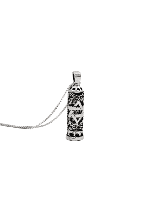 Pendentif Mezouza en argent sterling avec Magen David, famille en argent sterling