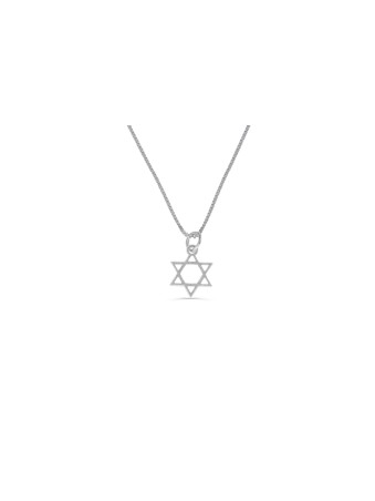 Pendentif classique en argent avec étoile fine de David, famille en argent sterling Nec