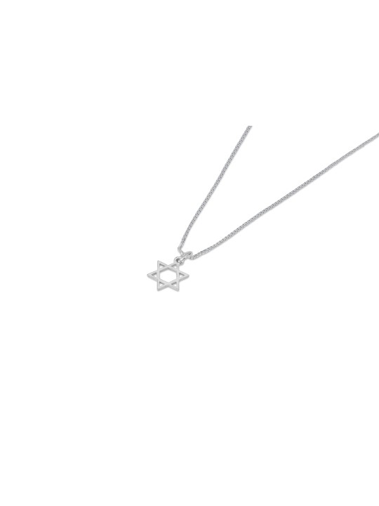 Pendentif classique en argent avec étoile fine de David, famille en argent sterling Nec