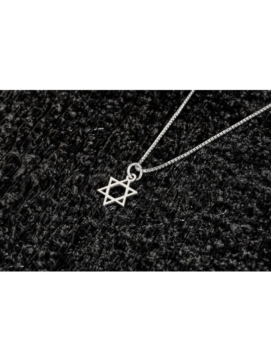 Classic Thin Star of David Silver Pendant , Sterling Silver Family Nec