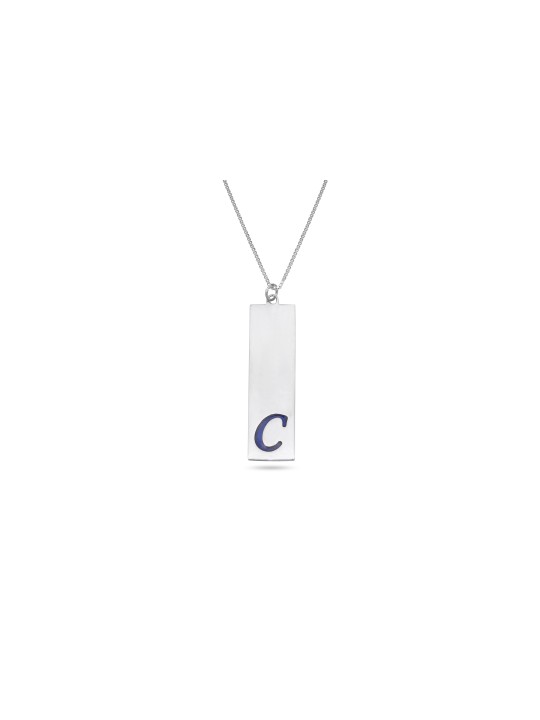 Pendentif initial moderne rectangulaire, colliers de famille en argent sterling