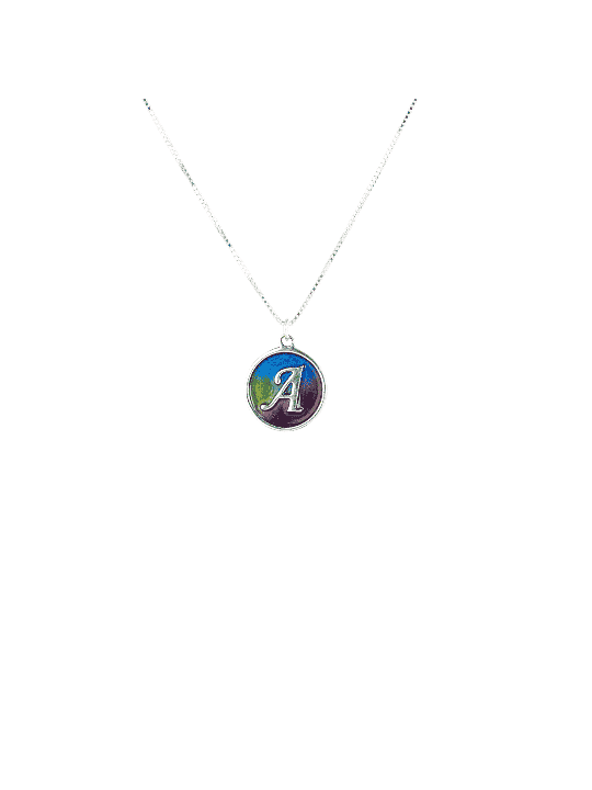 Pendentif arrondi contemporain externe, collier familial en argent sterling