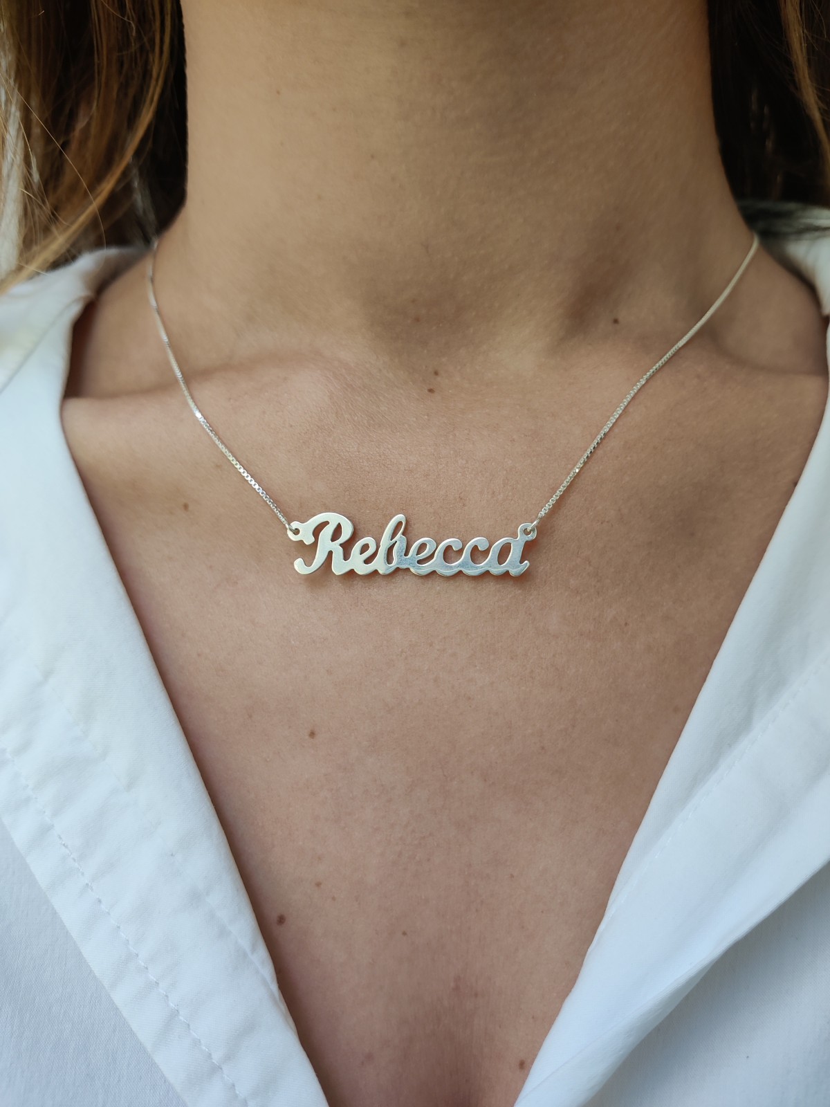 Collier en argent sterling avec nom anglais cursif, cadeaux Tu B'Av, Israël