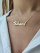 Cursive English Name Sterling Silver Necklace , Tu B'Av Gifts , Israel