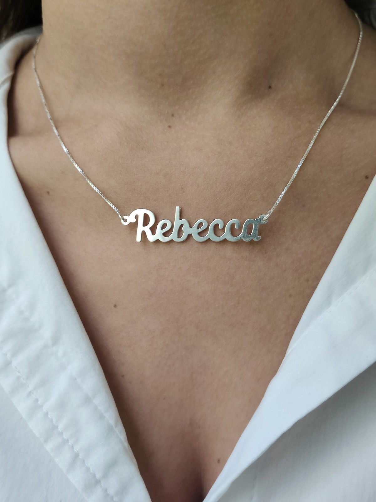 Collier en argent avec nom personnalisé anglais élégant, cadeaux Tu B'Av, israélien