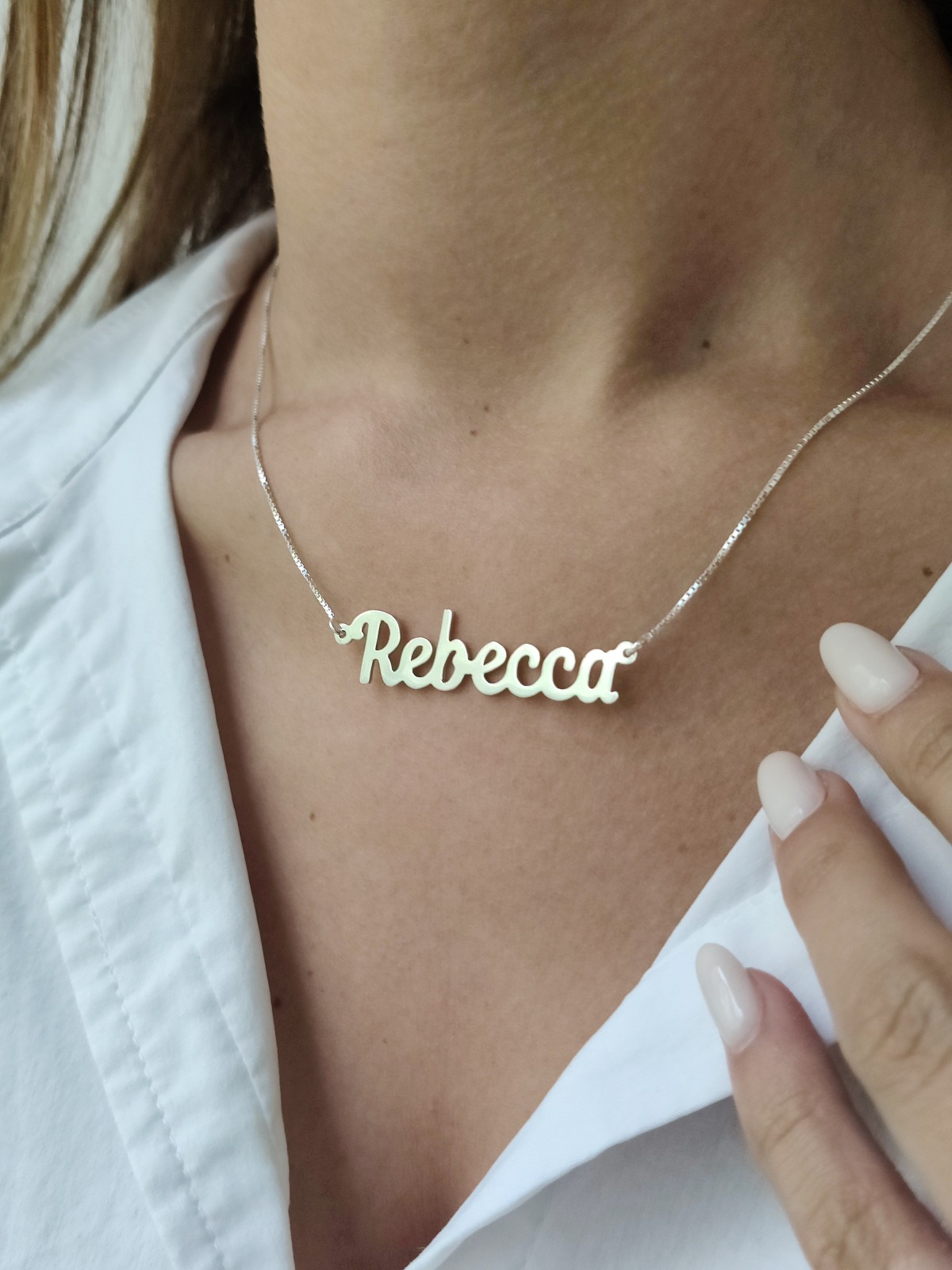 Collier en argent avec nom personnalisé anglais élégant, cadeaux Tu B'Av, israélien
