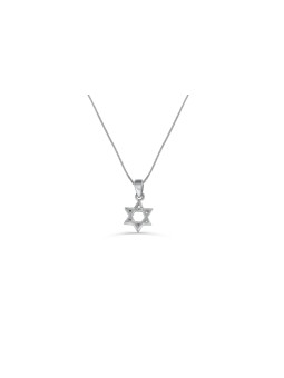 Charmant et petit collier en argent étoile de David, famille en argent sterling