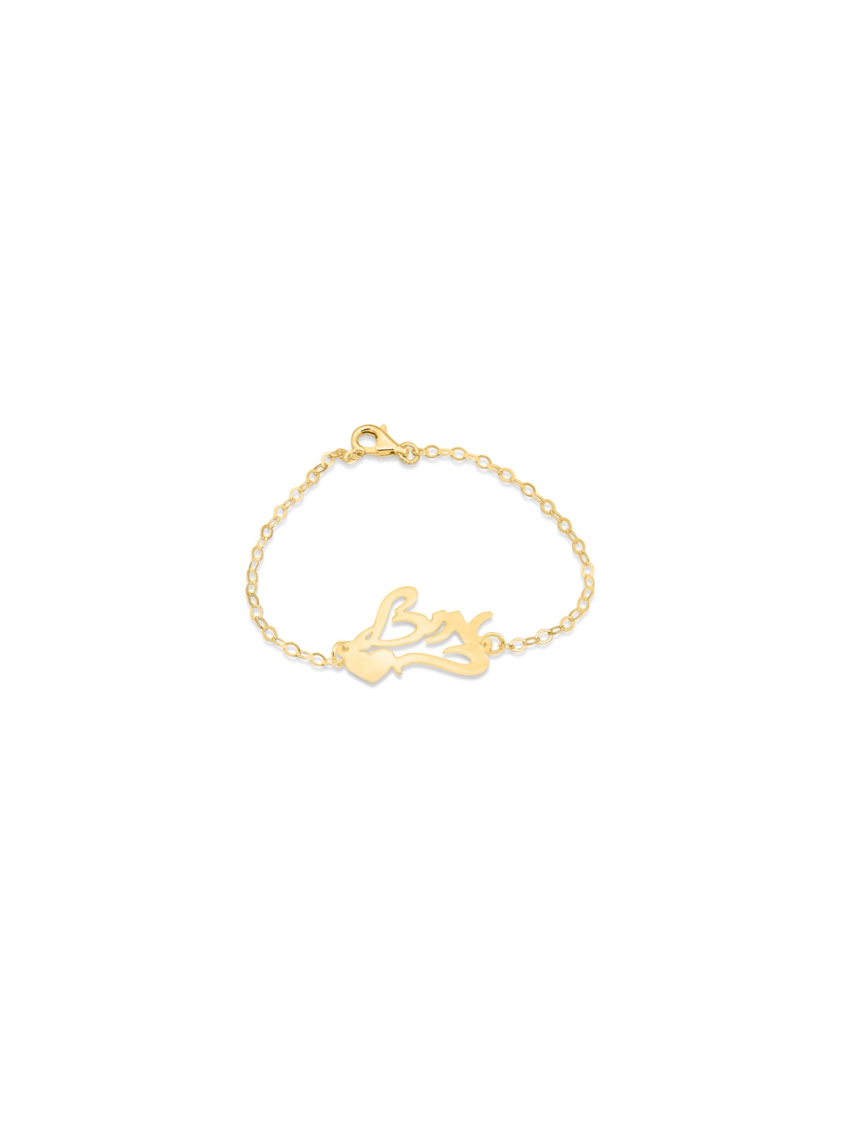 Bracelet en argent avec nom hébreu cursif avec cœur, cadeaux Tu B'Av, Israël