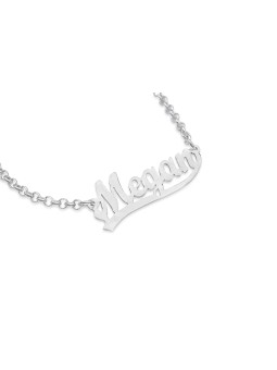 Stylish Cursive English Name Silver Bracelet , Tu B'Av Gifts , Israeli