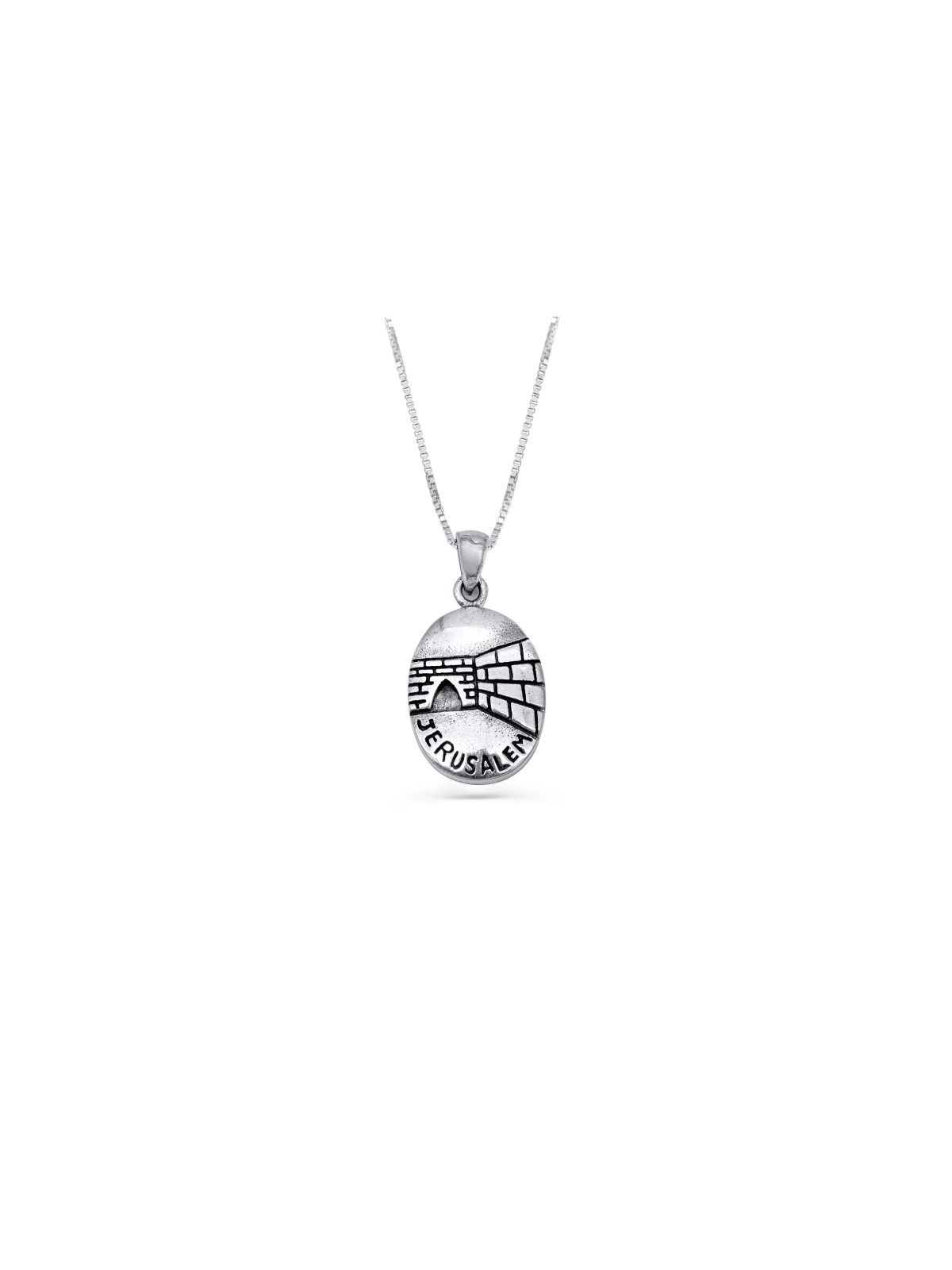 Pendentif en argent en forme d’œuf avec éléments de Jérusalem, bijoux de Jérusalem