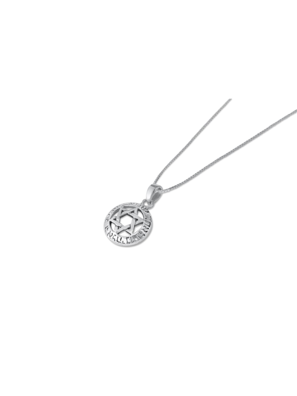 Shema Israel and Star of David Pendant , Sterling Silver Family Neckla