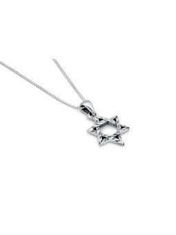 Collier Magen David en argent avec embellissement élégant, argent sterling F